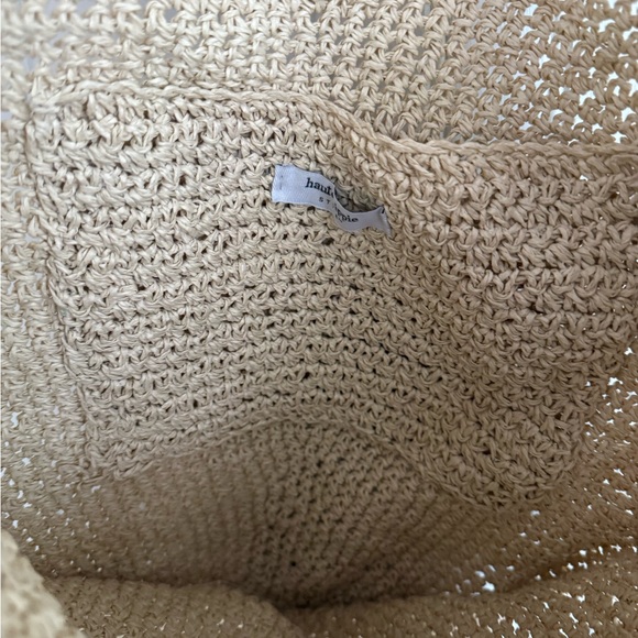 Haute Hippie Bohemian Raffia Large Tote in Tan with Black and Pink Straps - Picture 3 of 4